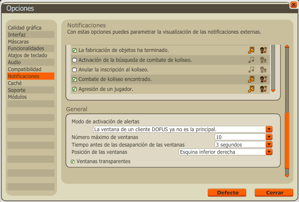 opciones